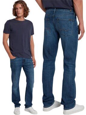 7 For All Mankind Tapered Straight Leg Denim Jeans Men's 36 Blue Medium Wash
